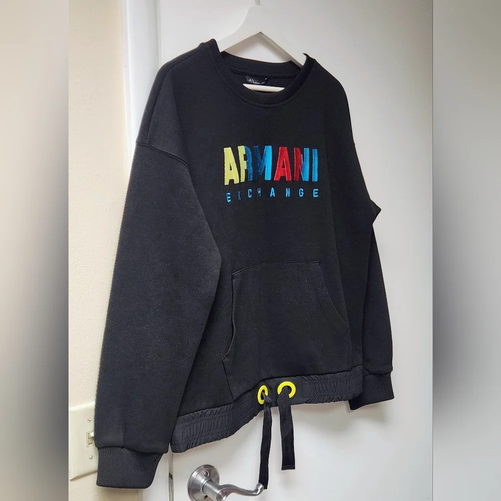 A|X Armani Exchange Multi-Color Logo Drawstring Sweatshirt Size M - Picture 3 of 12